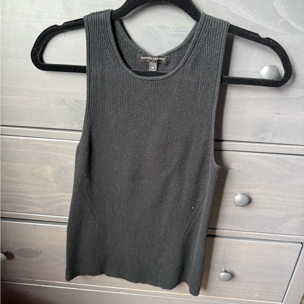 Banana Republic Black Sleeveless Ribbed Top